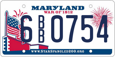 MD license plate 6BB0754
