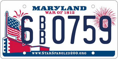 MD license plate 6BB0759