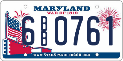 MD license plate 6BB0761