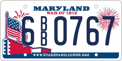 MD license plate 6BB0767