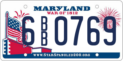 MD license plate 6BB0769