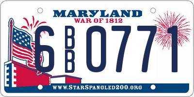 MD license plate 6BB0771