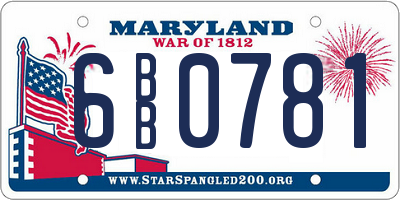 MD license plate 6BB0781