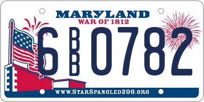 MD license plate 6BB0782