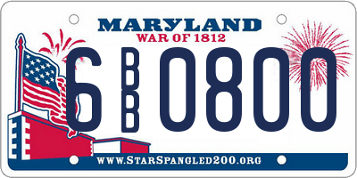 MD license plate 6BB0800