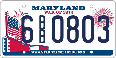 MD license plate 6BB0803
