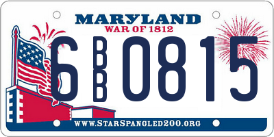MD license plate 6BB0815