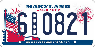 MD license plate 6BB0821