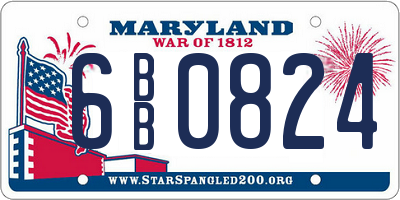 MD license plate 6BB0824