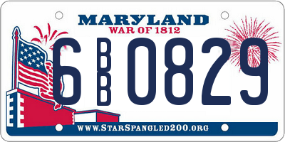 MD license plate 6BB0829
