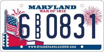 MD license plate 6BB0831
