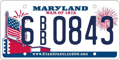 MD license plate 6BB0843