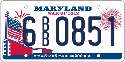 MD license plate 6BB0851
