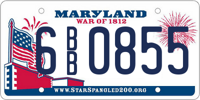 MD license plate 6BB0855