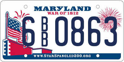MD license plate 6BB0863