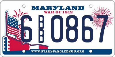 MD license plate 6BB0867