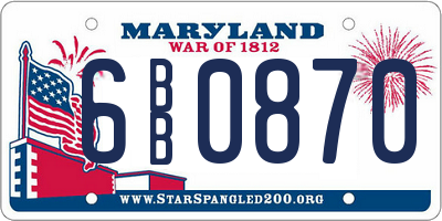 MD license plate 6BB0870