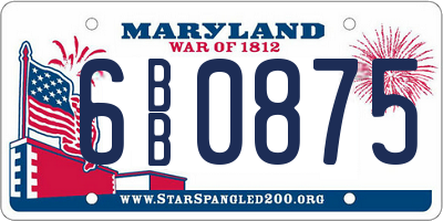 MD license plate 6BB0875