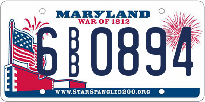 MD license plate 6BB0894