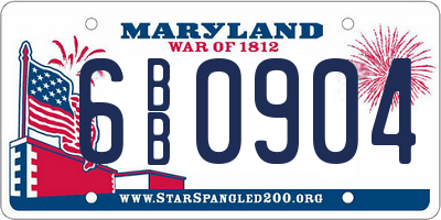 MD license plate 6BB0904