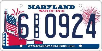 MD license plate 6BB0924