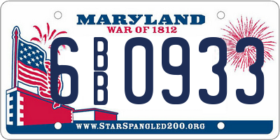 MD license plate 6BB0933