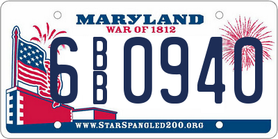 MD license plate 6BB0940