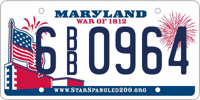 MD license plate 6BB0964