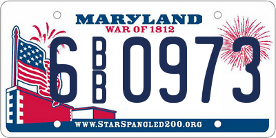 MD license plate 6BB0973