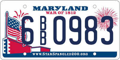 MD license plate 6BB0983