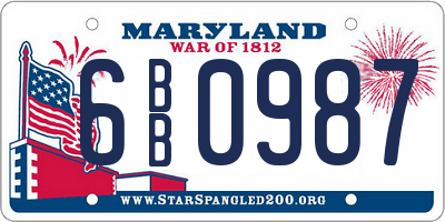 MD license plate 6BB0987