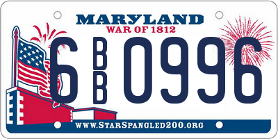 MD license plate 6BB0996