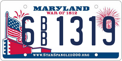 MD license plate 6BB1319