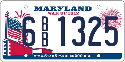 MD license plate 6BB1325