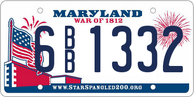 MD license plate 6BB1332