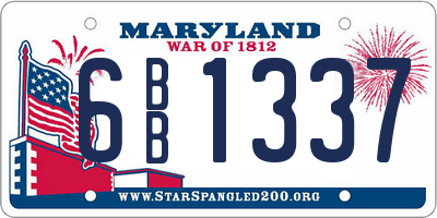MD license plate 6BB1337
