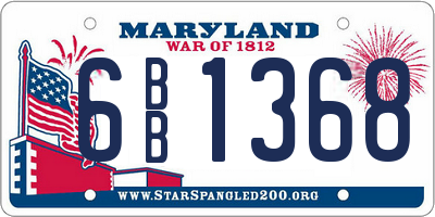 MD license plate 6BB1368