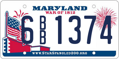 MD license plate 6BB1374