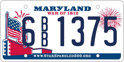 MD license plate 6BB1375
