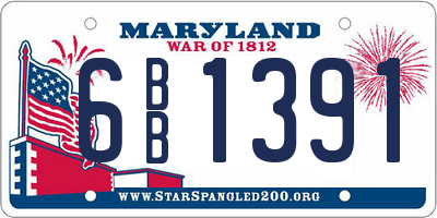 MD license plate 6BB1391