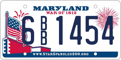 MD license plate 6BB1454