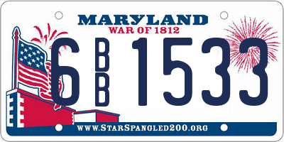 MD license plate 6BB1533
