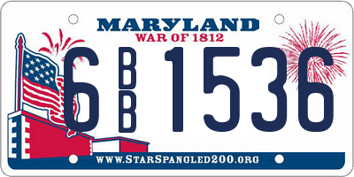 MD license plate 6BB1536