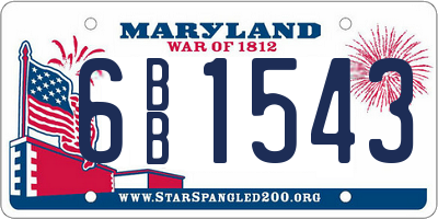 MD license plate 6BB1543