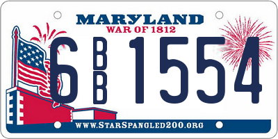 MD license plate 6BB1554