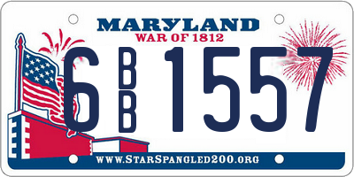MD license plate 6BB1557