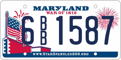 MD license plate 6BB1587