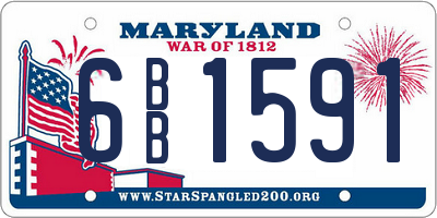 MD license plate 6BB1591