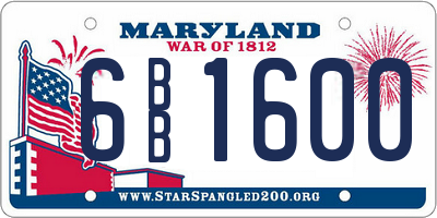 MD license plate 6BB1600