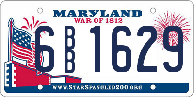 MD license plate 6BB1629